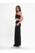 031595 Wide Leg Trousers with Side Pleats