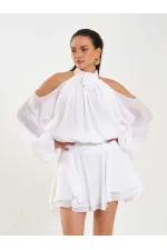 041182 Beli Nervürlü Mini Etek