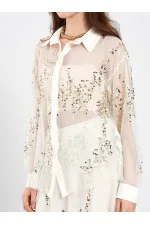 080807 Sequined Trimmed Shirt 080807 Sequined Trimmed Shirt