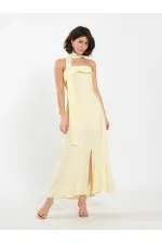 111706 Straplez Yırtmaçlı Elbise