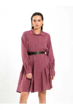 111703 Belted Ruffled Asymmetrical Dress