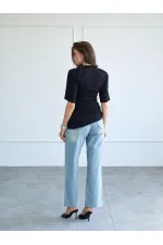 050748 Vatkalı Büzgülü T-shirt