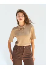 071824 Vatkalı Polo Yaka Bluz