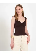 071926 Draped Front Knitted Blouse