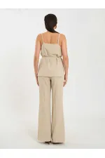 Gilet à col en V et ceinture à nouer à la taille 120743