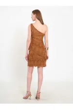 071920 Lace-Look One-Shoulder Asymmetrical Blouse