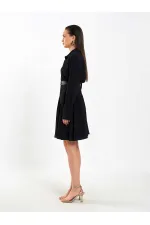 111703 Belted Ruffled Asymmetrical Dress