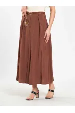 041164 A Pleated Belted Midi Skirt