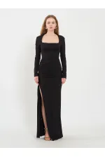 111694 Long-Sleeved Dress with Slit