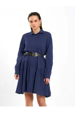 111703 Belted Ruffled Asymmetrical Dress