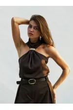 071773 Buckled Satin Blouse