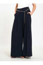 031641 Double Pleated Trousers with Trim