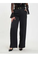 Pantalon droit satiné avec ceinture 031656
