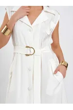 111702 Sleeveless Long Dress with Self-Belt