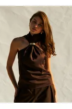 071773 Buckled Satin Blouse 071773 Buckled Satin Blouse