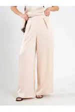 031649 Wide Pleated Satin Trousers