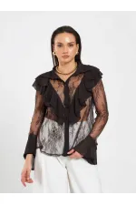 080791 Ruffle Detail Lace Blouse