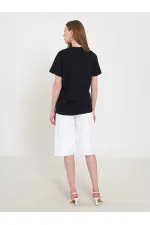 050741 T132 Crew Neck Beaded Print T-shirt