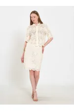 041195 Lace-Look Mini Skirt