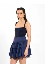 041180 Dantel Detaylı Kloş Etek