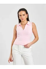 071894 Önü Fermuarlı Örme Kolsuz Body