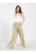 031678 Elastic Waist Detail Belted Trousers