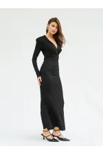 111632 Önü V Yaka Vatkalı Elbise