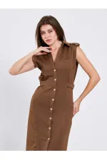 111636 Omzu Apoletli Örme Elbise