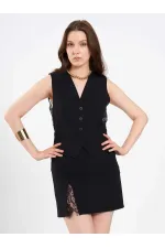 120748 Vest with Lace Detail and Buckle on the Back 120748 Vest with Lace Detail and Buckle on the Back