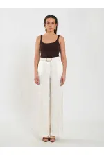 031656 Satin Belted Straight Leg Trousers