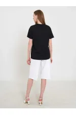 050740 T145 Crew Neck Knitted Floral Print T-Shirt