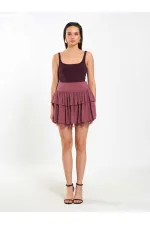 Jupe évasée à détails en dentelle 041180