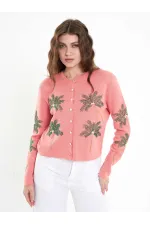 150525 Palm Tree Beaded Cardigan