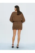 041118 Saçaklı Mini Etek