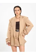 131046 Veste oversize à manches plissées