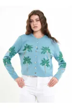 150525 Palm Tree Beaded Cardigan
