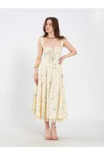 111729 Midi Dress with Ruched Bust and Ruffles 111729 Midi Dress with Ruched Bust and Ruffles
