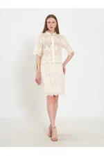 041195 Lace-Look Mini Skirt