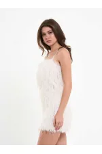 111658 Saçaklı Mini  Elbise