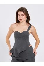 071781 Tek Omzu Askılı Asimetrik Bluz