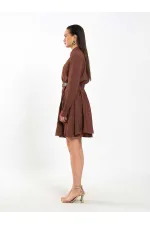 111703 Belted Ruffled Asymmetrical Dress