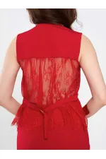 120748 Vest with Lace Detail and Buckle on the Back