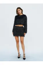 041118 Saçaklı Mini Etek