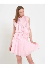 080774 Sleeveless Shirt with Ruffle Detail at Front