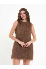 111634 Saçaklı Mini Elbise