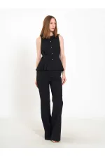031673 Stella Straight Leg Trousers with Belt Buckle