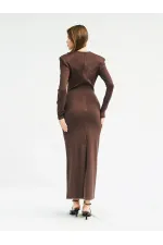 111632 Önü V Yaka Vatkalı Elbise