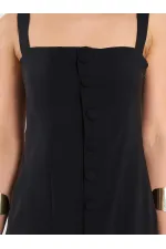 111707 Düğmeli Mini Boy Elbise