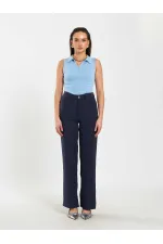 071894 Front Zipper Knitted Sleeveless Bodysuit