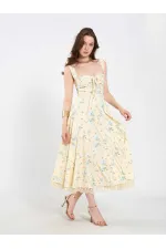111729 Midi Dress with Ruched Bust and Ruffles 111729 Midi Dress with Ruched Bust and Ruffles